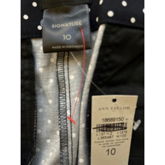 Ann Taylor Cropped Pants Navy White Dots Size 10 NWT - Picture 7 of 8